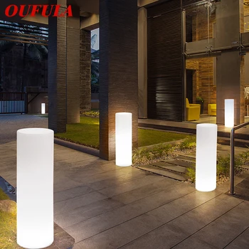 OUFULA מודרני גליל נוף המנורה יצירתי בחוץ דשא הובילו האור שלט רחוק IP65 עמיד למים עבור מלון גן